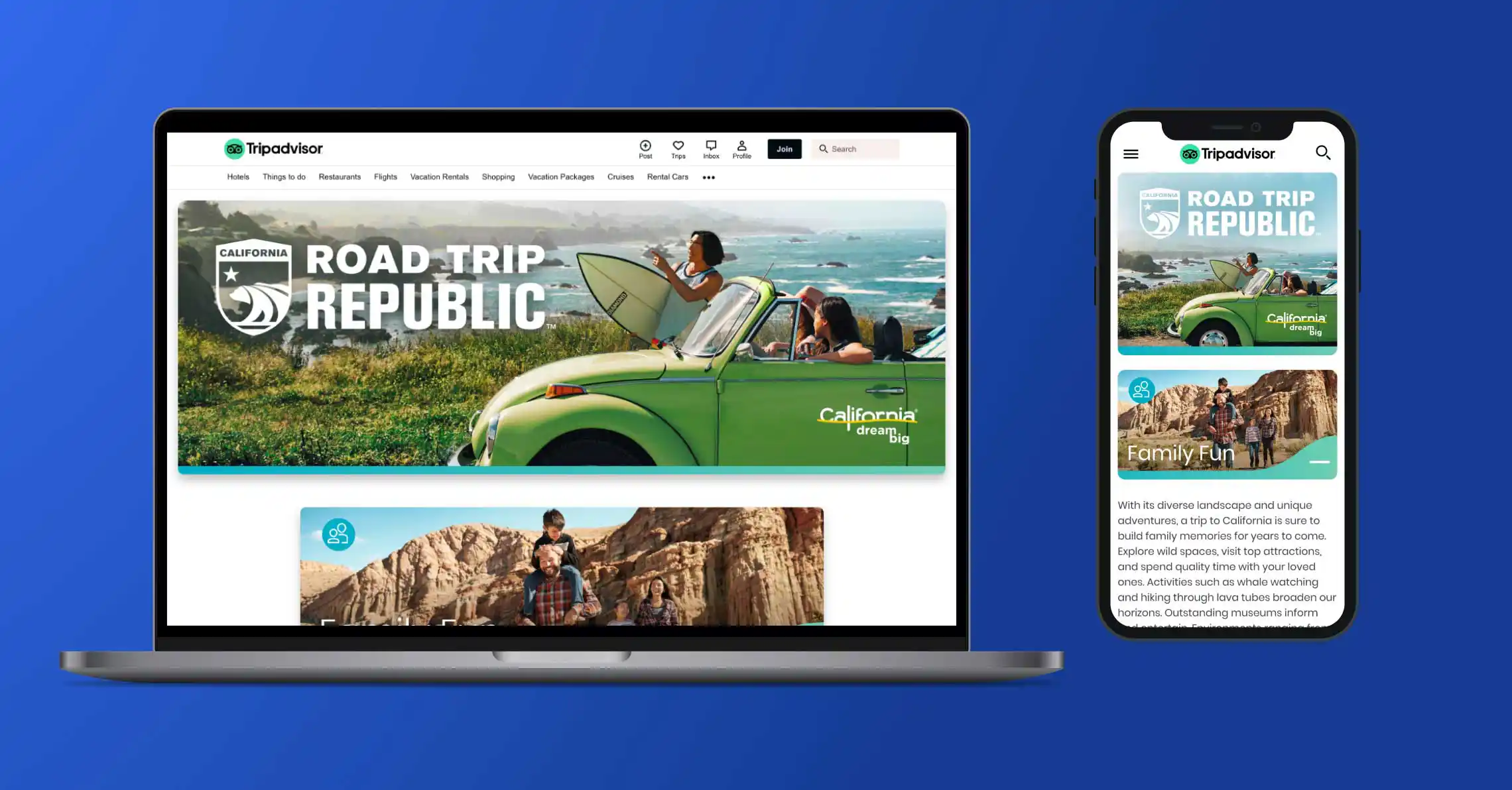 Visit California &ndash; Road Trip Republic Campaign &ndash; Tripadvisor &ndash; Desktop & Mobile Landers