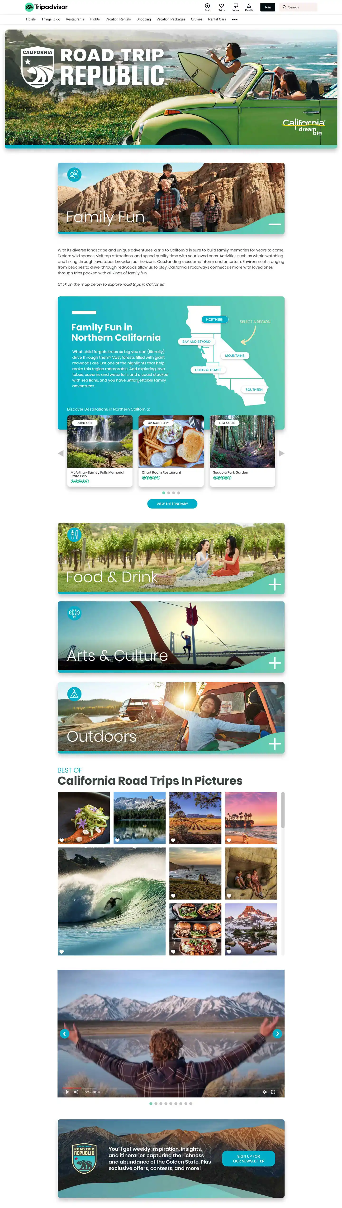 Visit California &ndash; Road Trip Republic Campaign &ndash; Tripadvisor &ndash; Desktop Landers